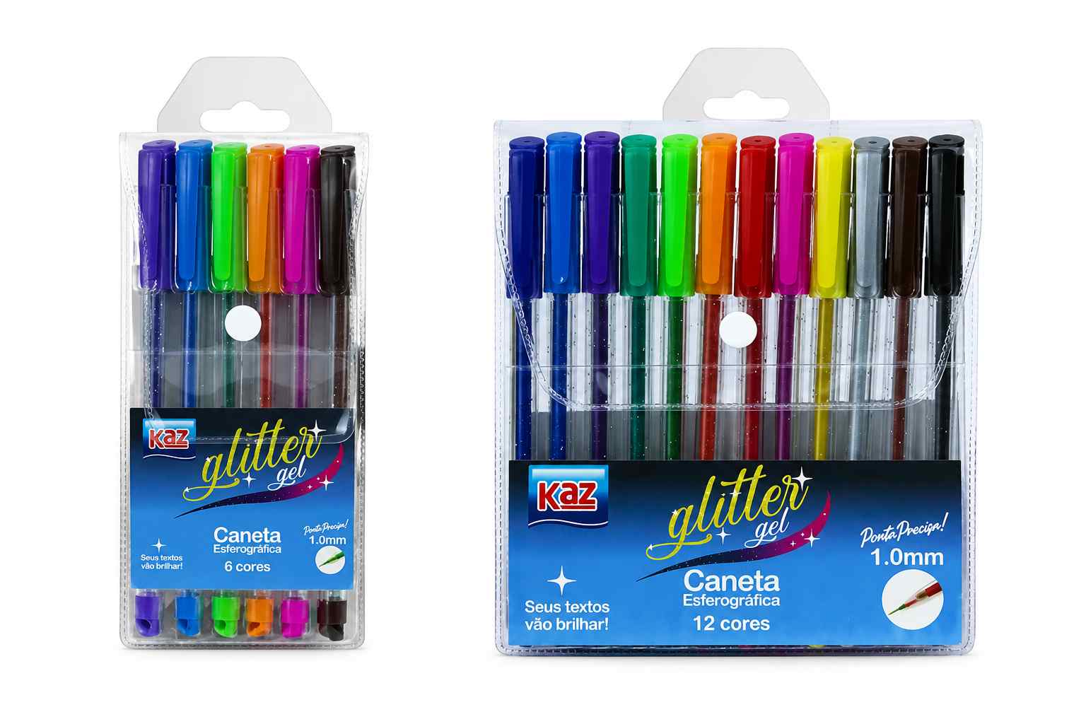 CANETA ESFEROGRAFICA GEL C/GLITER KAZ 1,0